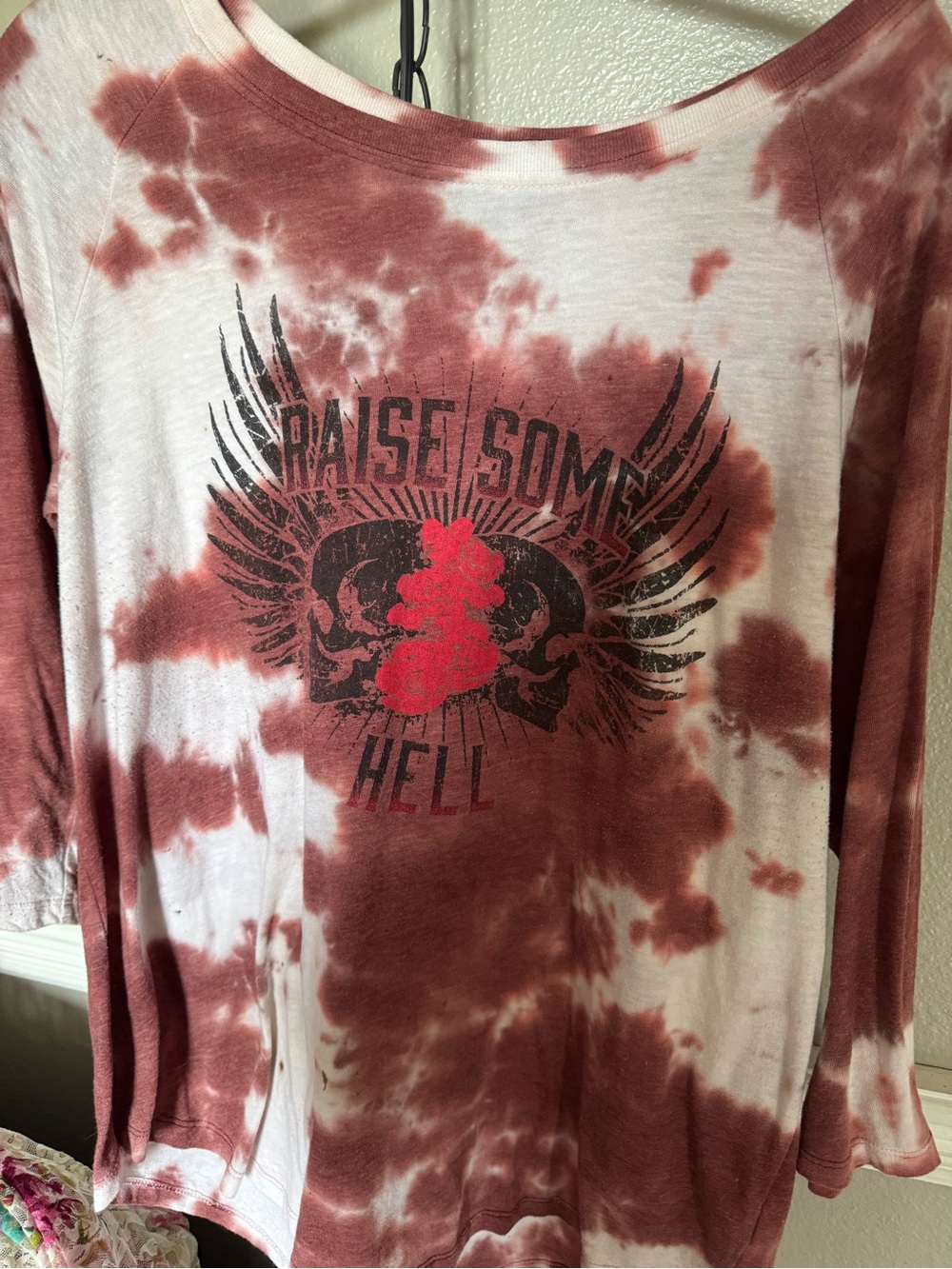 torrid Tie-Dye Long Sleeve Tee in Rust and White with Graphic